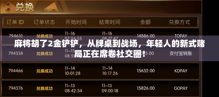 麻将胡了2金铲铲,从牌桌到战场,年轻人的新式赌局正在席卷社交圈!